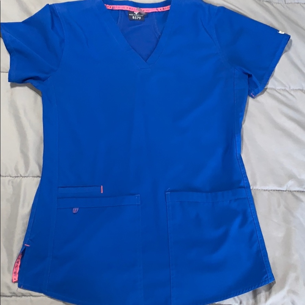 MED COUTURE ROYAL BLUE SCRUB TOP